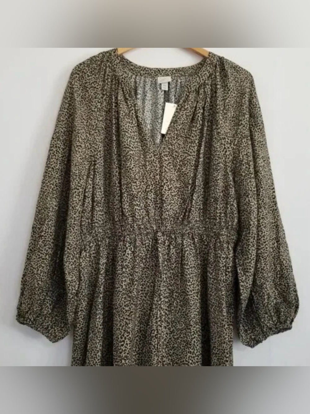 A New Day Women 3X Leopard Print Midi Dress Balloon Long Sleeve Tiered High Low - Picture 13 of 14